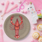 Cajun Crawfish & Faux Burlap Papieren Bordje (Feest)