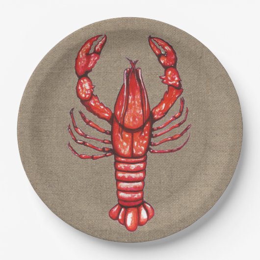 Cajun Crawfish & Faux Burlap Papieren Bordje (Voorkant)
