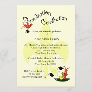 Cajun Crawfish Fleur de Lis Afstuderen Invitation Kaart