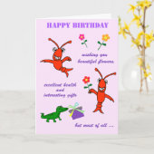 Cajun Crawfish Happy Birthday Kaart (Gele Bloem)