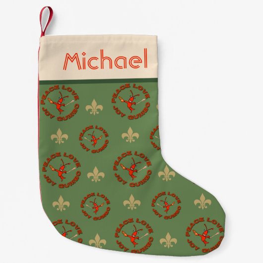 Cajun Crawfish Peace Joy Gumbo Kleine Kerstsok (Voorkant)