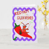 Cajun Crawfish Red Hot Happy Birthday Kaart (Gele Bloem)
