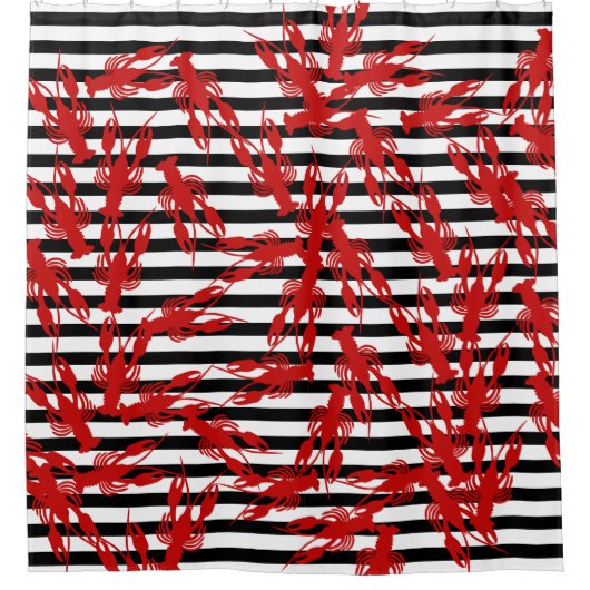 Cajun Crawfish & Stripe Douchegordijn (Voorkant)