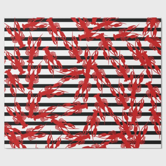 Cajun Crawfish & Stripes Cadeaupapier (Vlak)
