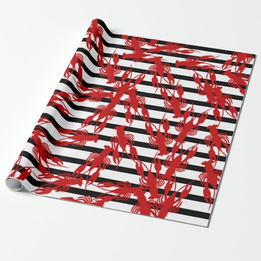 Cajun Crawfish & Stripes Cadeaupapier (Uitgerold)