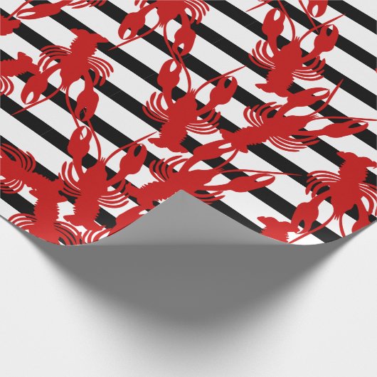 Cajun Crawfish & Stripes Cadeaupapier (Hoek)