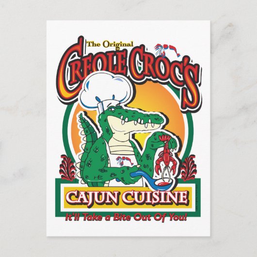 Cajun Creole Mardi Gras Crocodile Briefkaart (Voorkant)