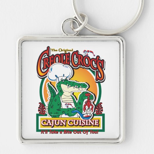 Cajun Creole Mardi Gras Crocodile Sleutelhanger (Voorkant)