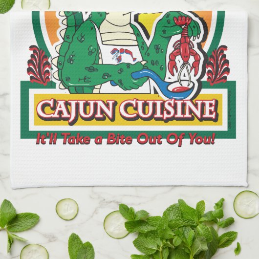 Cajun Creole Mardi Gras Crocodile Theedoek (Gevouwen)