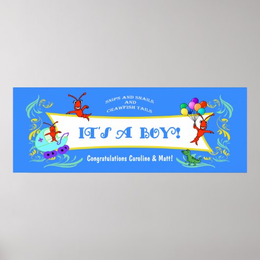 Cajun Critters Baby Boy Banner Poster (Voorkant)