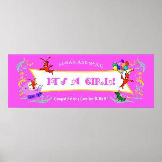 Cajun Critters Baby Girl Banner Poster (Voorkant)