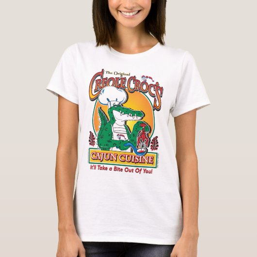 Cajun Crocs Ceole Cuisine T-shirt (Voorkant)