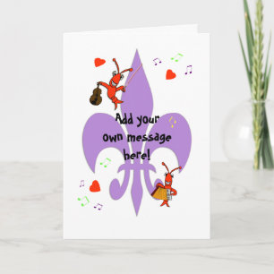 Cajun Fleur de Lis Crawfish Personalized Greeting Kaart