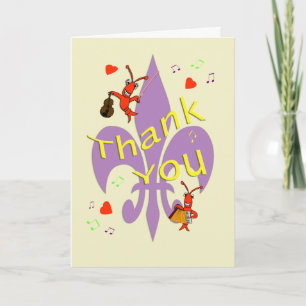 Cajun Fleur de Lis Crawfish Thank You Bedankkaart