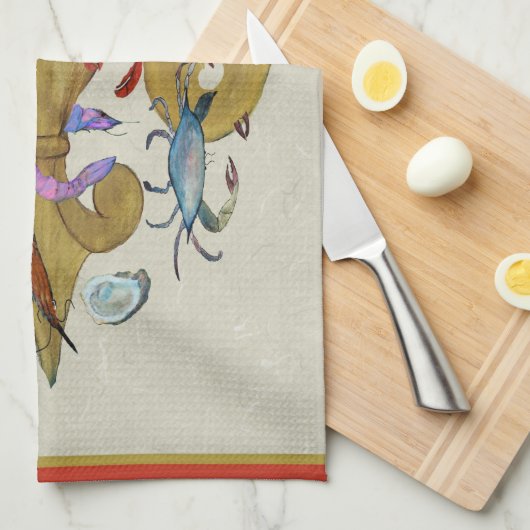 Cajun Fleur de lis keukenhanddoeken van kunst (Quarter Fold)