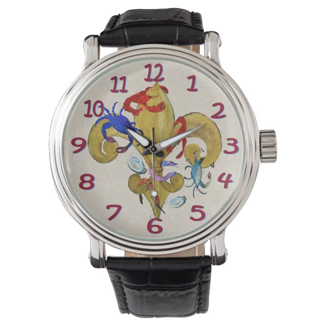 Cajun fleur de lis mannen watch horloge (Voorkant)