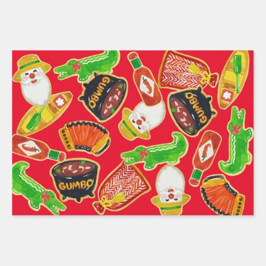 Cajun Kerstkoekje Inpakpapier Vel (Voorkant)