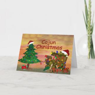 Cajun Kerstmis Kerstman Gator op de bayou Vakantie Kaart