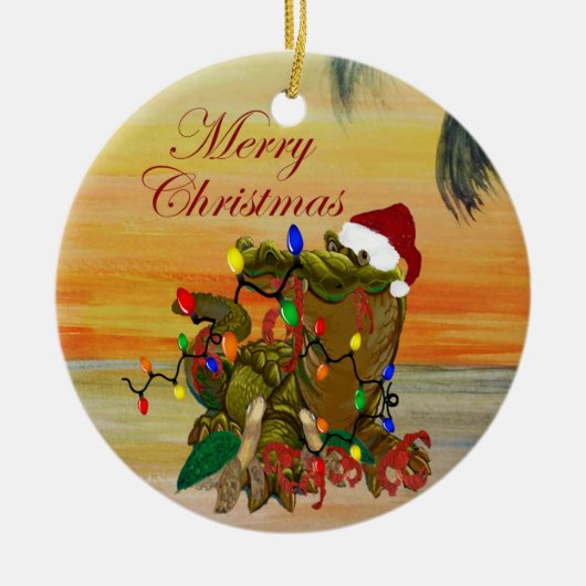 Cajun Kerstmis op de bayou Holiday onderzetters. Keramisch Ornament (Voorkant)