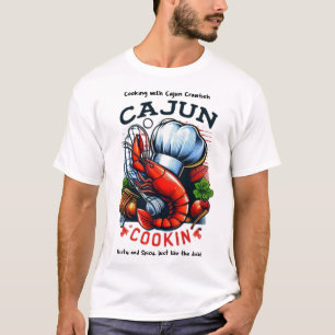 Cajun koken, pittig en pittig t-shirt