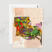 Cajun Louisiana Map Crawfish en Alligator Briefkaart (Voorkant / Achterkant)