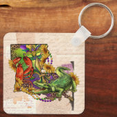 Cajun Louisiana Map Crawfish en Alligator Sleutelhanger (Achterkant)
