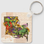 Cajun Louisiana Map Crawfish en Alligator Sleutelhanger (Achterkant)