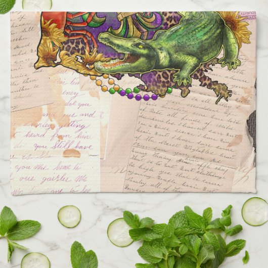 Cajun Louisiana  Map Crawfish en Alligator Theedoek (Gevouwen)