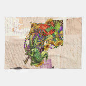 Cajun Louisiana Map Crawfish en Alligator Theedoek (Horizontaal)