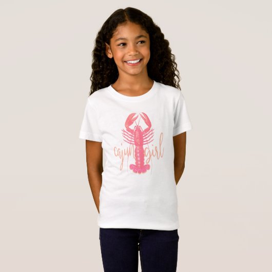 Cajun Meisje Roze en Perzik Roodbaars Zuid-Louisia T-shirt (Voorkant volledig)