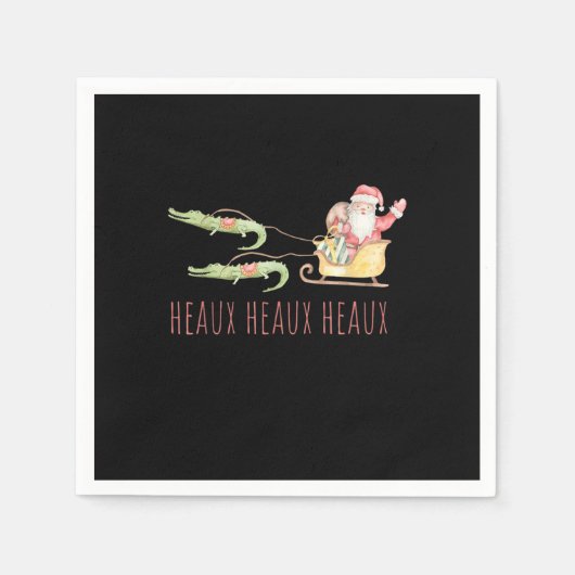 Cajun Santa Alligator Heaux Heaux Kerstaux Servet (Voorkant)