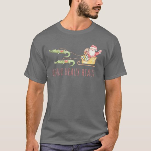 Cajun Santa Alligator Heaux Heaux Kerstaux T-shirt (Voorkant)