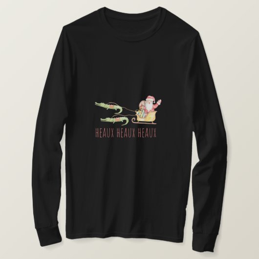 Cajun Santa Alligator Heaux Heaux Kerstaux T-shirt (Design voorkant)