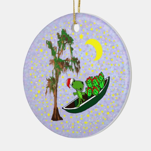 Cajun Santa Alligator kerstversiering Keramisch Ornament (Links)