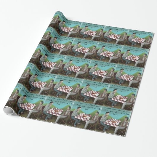 Cajun Schaken Grappige Cartoon Cadeaupapier (Uitgerold)