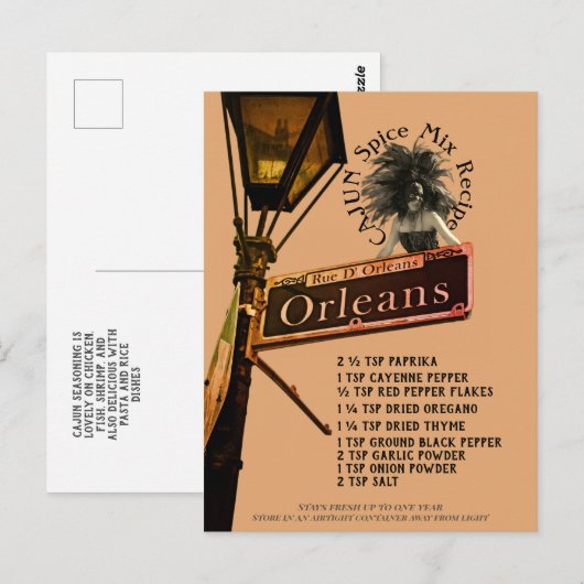 Cajun Spice Mix Recept | BRIEFKAART (Voorkant / Achterkant)