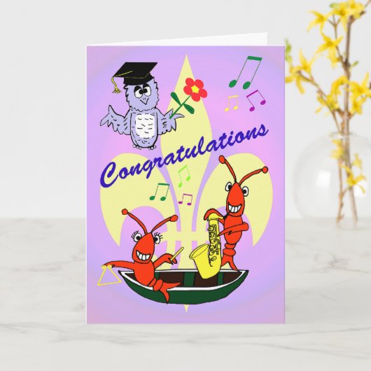 Cajun Themd langoesten Afstuderen Kaart (Gele Bloem)