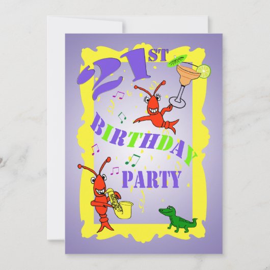 Cajun Thmed 21st Birthday Party Invitation Kaart (Voorkant)