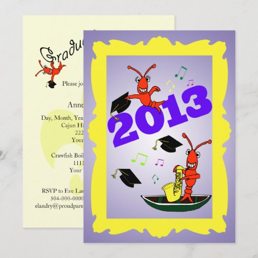 Cajun Thmed Afstuderen 2013 Party Invitation Kaart (Voorkant / Achterkant)