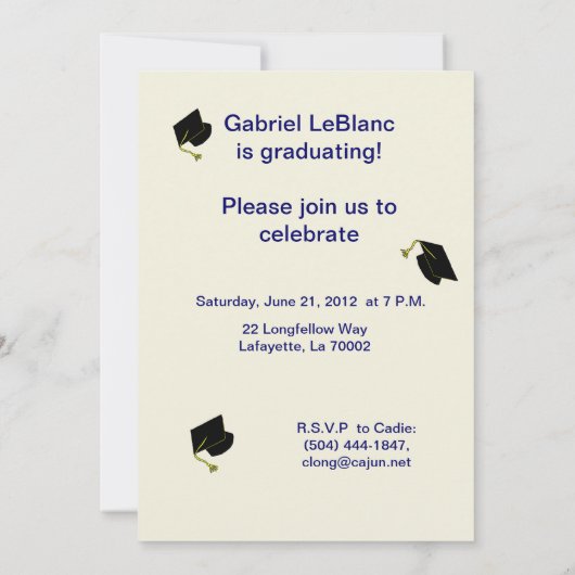 Cajun ThMED Afstuderen Invitation Kaart (Achterkant)