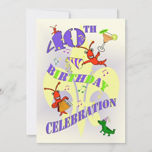Cajun Threater 40th Birthday Party Invitation Kaart (Voorkant)