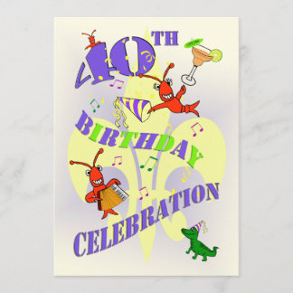Cajun Threater 40th Birthday Party Invitation Kaart