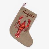 Cajun Waterverf Crawfish & Faux Burlap Kleine Kerstsok (Voorkant (Hangend))