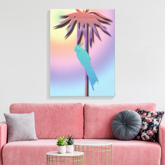 Cakatiel klimmende palmboom — Afdrukken van doek (Insitu (Woonkamer))