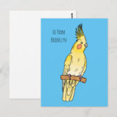 Cakatielvogelafbeelding cartoon briefkaart (Voorkant / Achterkant)
