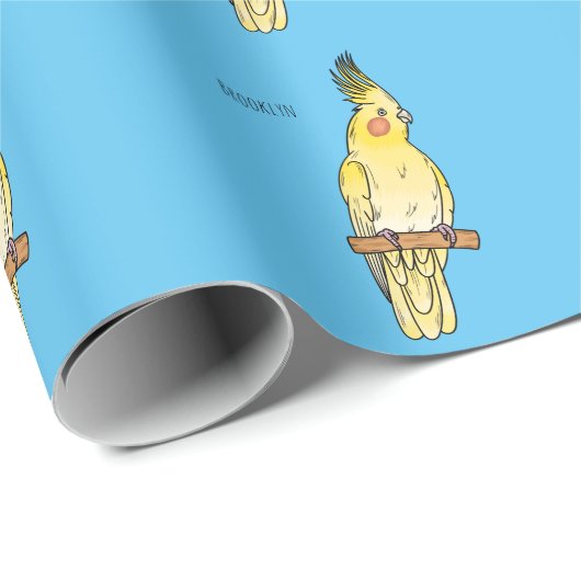 Cakatielvogelafbeelding cartoon cadeaupapier (Rol Hoek)