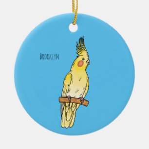 Cakatielvogelafbeelding cartoon keramisch ornament