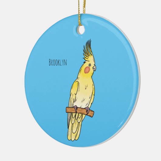 Cakatielvogelafbeelding cartoon keramisch ornament (Links)