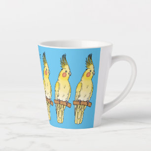 Cakatielvogelafbeelding cartoon latte mok