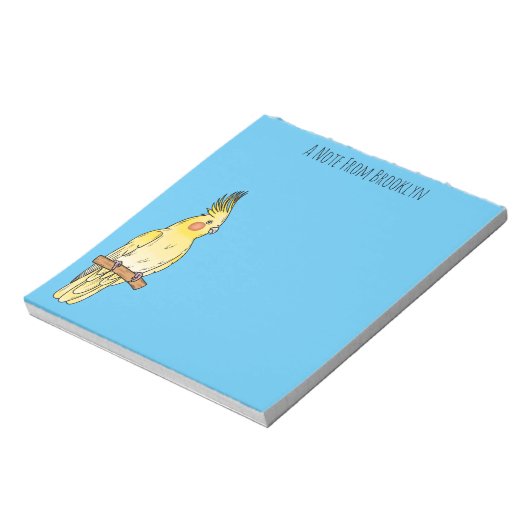 Cakatielvogelafbeelding cartoon notitieblok (Linkerzijde)